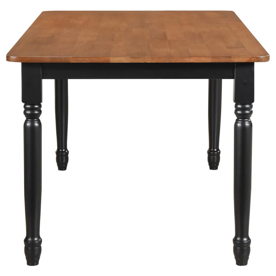 Hollyoak - Mesa de comedor rectangular estilo granja con patas torneadas - Nogal y negro
