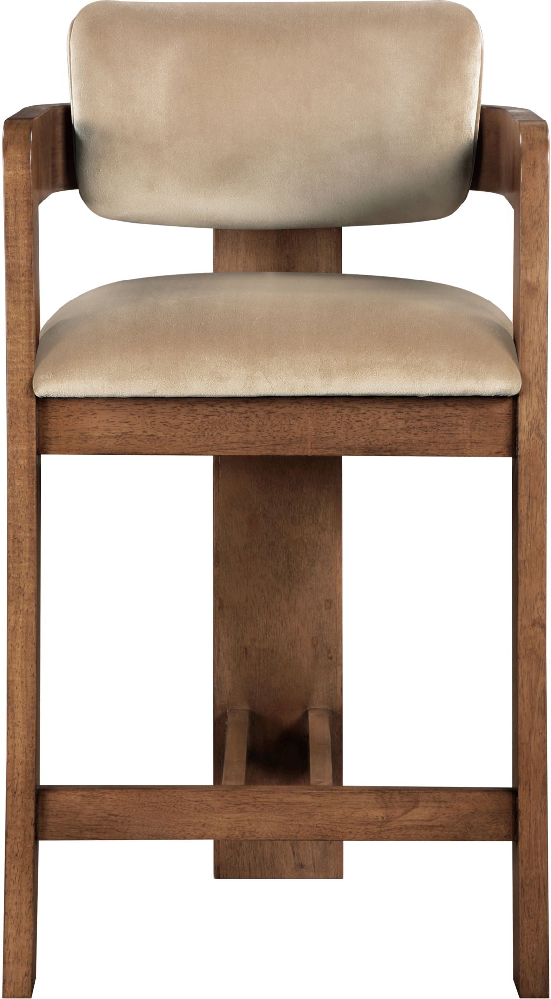 Sacha - Velvet Stool With Brown Base
