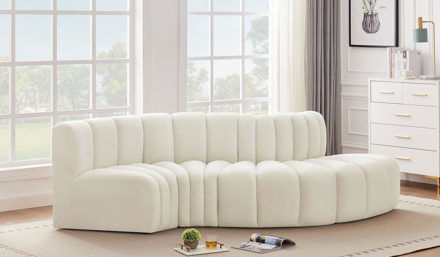 Arc - Velvet 4 Piece L-Shaped Modular Sofa