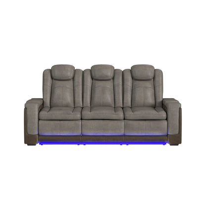 Lantana - Power Motion Sofa With Power Headrest, LED, Ddt, Reading Light And PWS - Rocky Gray/Brown