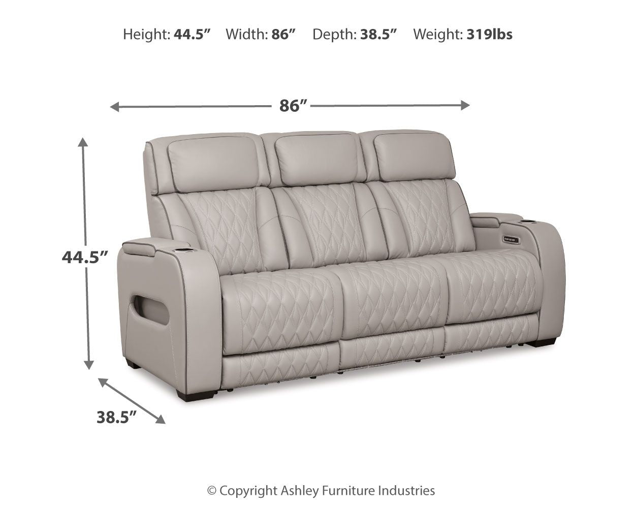 Boyington - Sofá reclinable eléctrico con reposacabezas ajustable