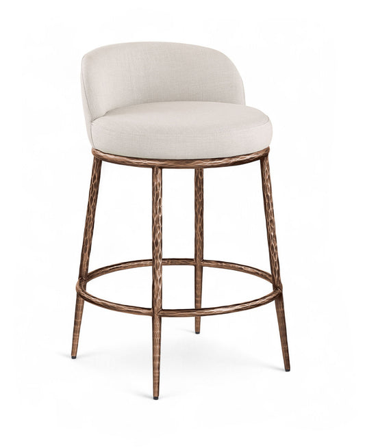 Ferro - Upholstered Counter Stool With Brushed Bronze Base