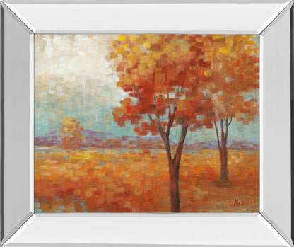 Distant Mountain Il By Nan - Mirror Framed Print Wall Art - Orange