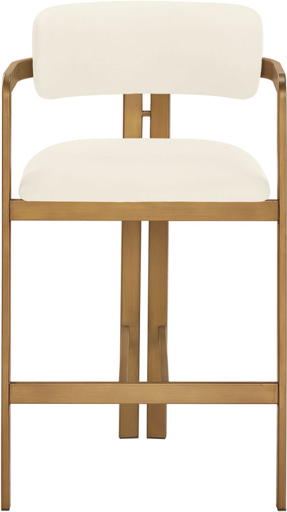 Aurum - Vegan Leather Upholstered Counter Stool With Brushed Brass Base