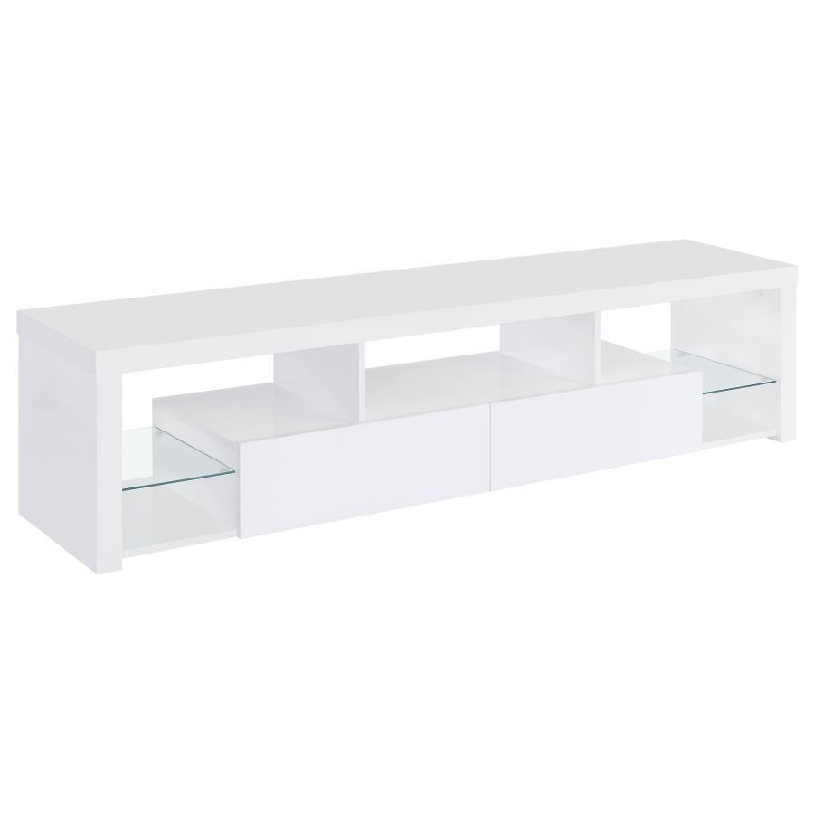 Jude - Mueble para TV de 71" con 2 cajones y estantes - Blanco brillante