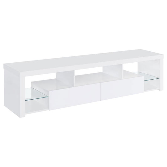 Jude - Mueble para TV de 71" con 2 cajones y estantes - Blanco brillante