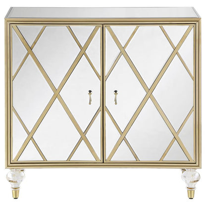 Astilbe - 2-Door Mirrored Accent Cabinet - Silver And Champagne