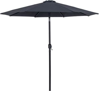 Fiji - Aluminum Patio Umbrella With Round Teak And Black Base