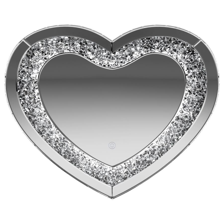 Aiko - Heart Shaped LED Light Wall Mirror - Silver