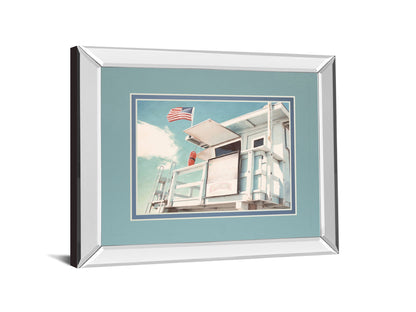 The Cabin By Natasia Cook - Mirror Framed Print Wall Art - Light Blue