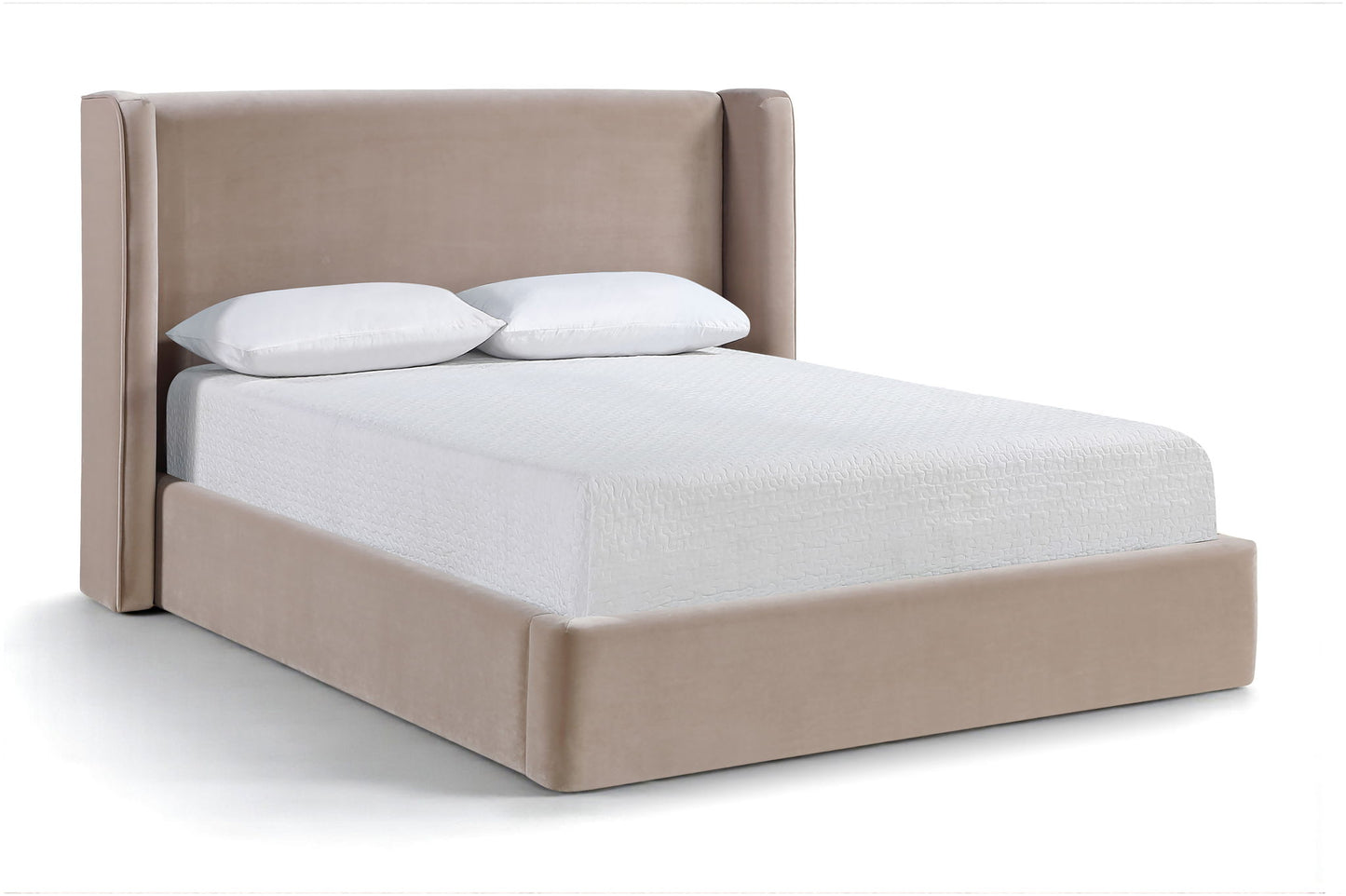 Kendall - Velvet Upholstered Bed - Taupe