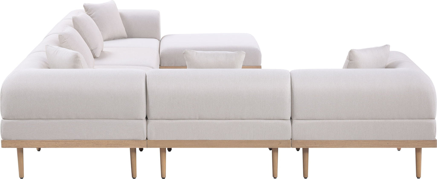 Laguna - 7 Piece Resilient Water Resistant Fabric 142" Upholstered Outdoor Patio Modular Sectional