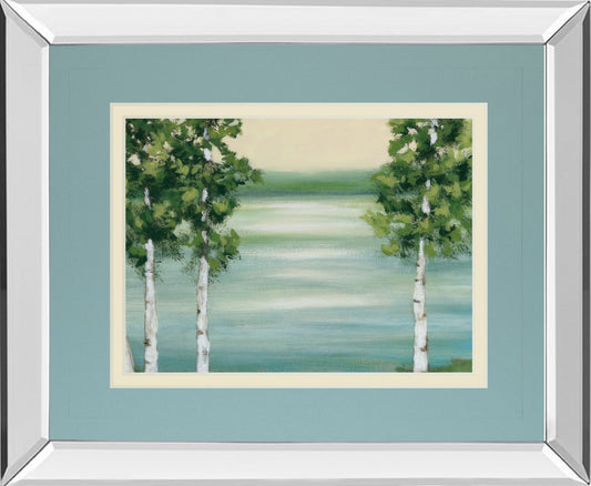 Quiet Lake By Rita Vindeszia - Mirror Framed Print Wall Art - Light Blue