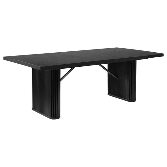 Catherine - Mesa de comedor rectangular con pedestal doble - Negro