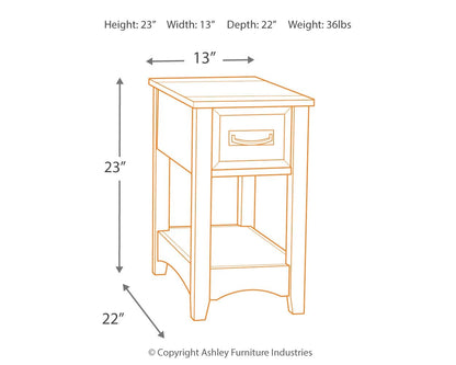 Breegin - Marrón - Mesa auxiliar para silla - 1 cajón