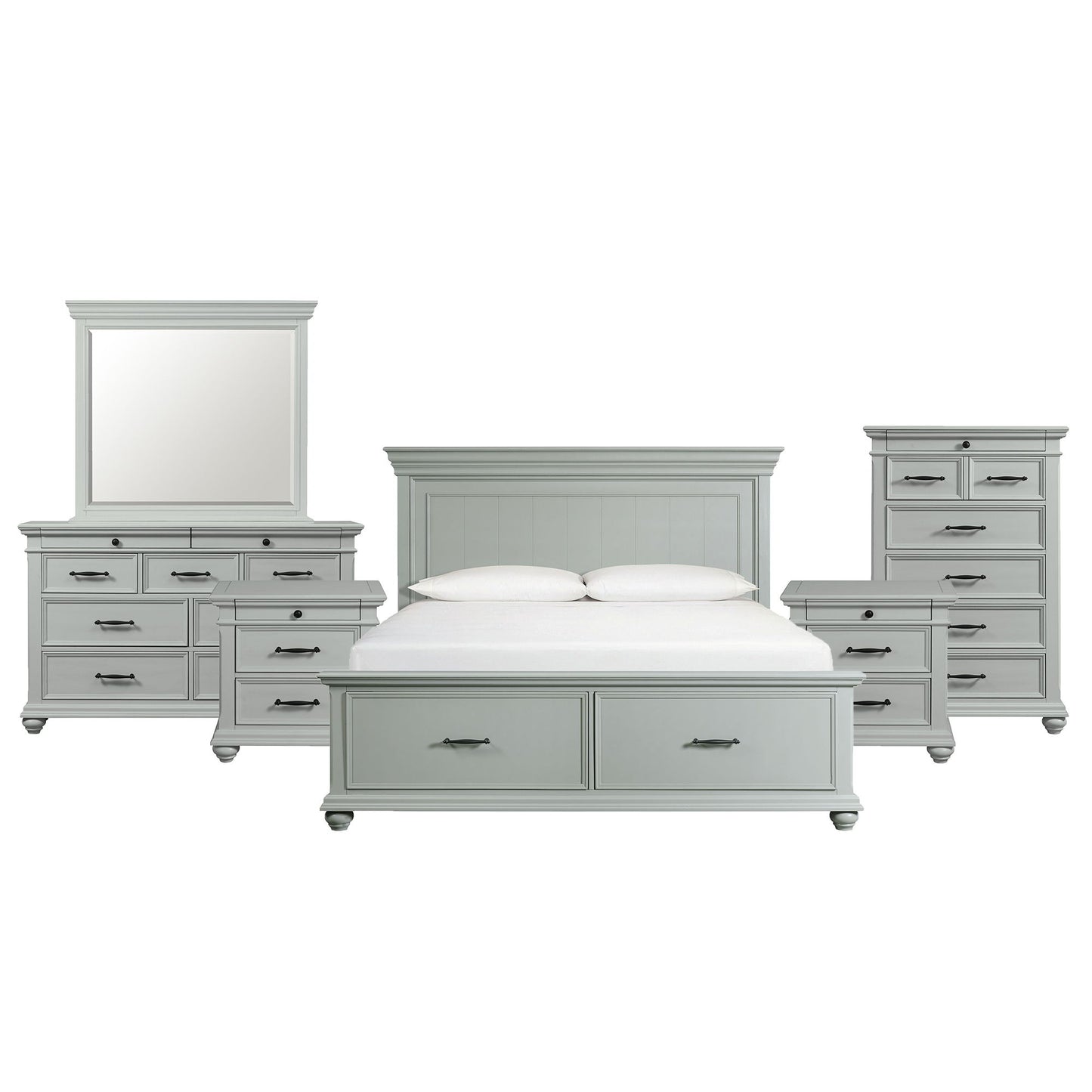 Slater - Juego de dormitorio con plataforma y almacenamiento