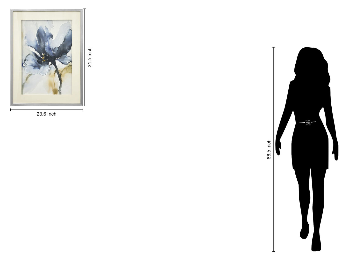 "Mystic Blossom" Hand-Embellished Framed Under Acrylic - Blue / Taupe / Silver