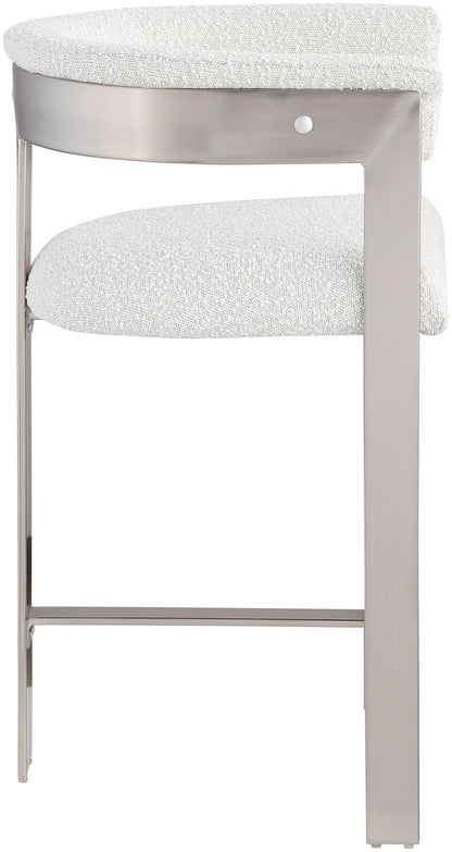 Romeo - Boucle Counter Stool With Silver Base (Set of 2)