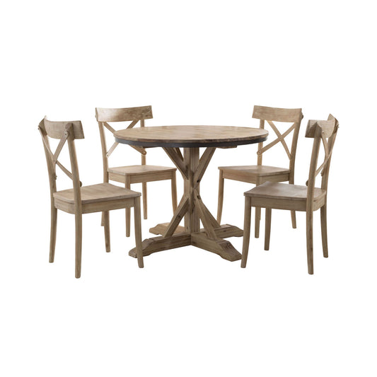 Callista - Juego de comedor redondo de 5 piezas, altura estándar, mesa y cuatro sillas - Playa