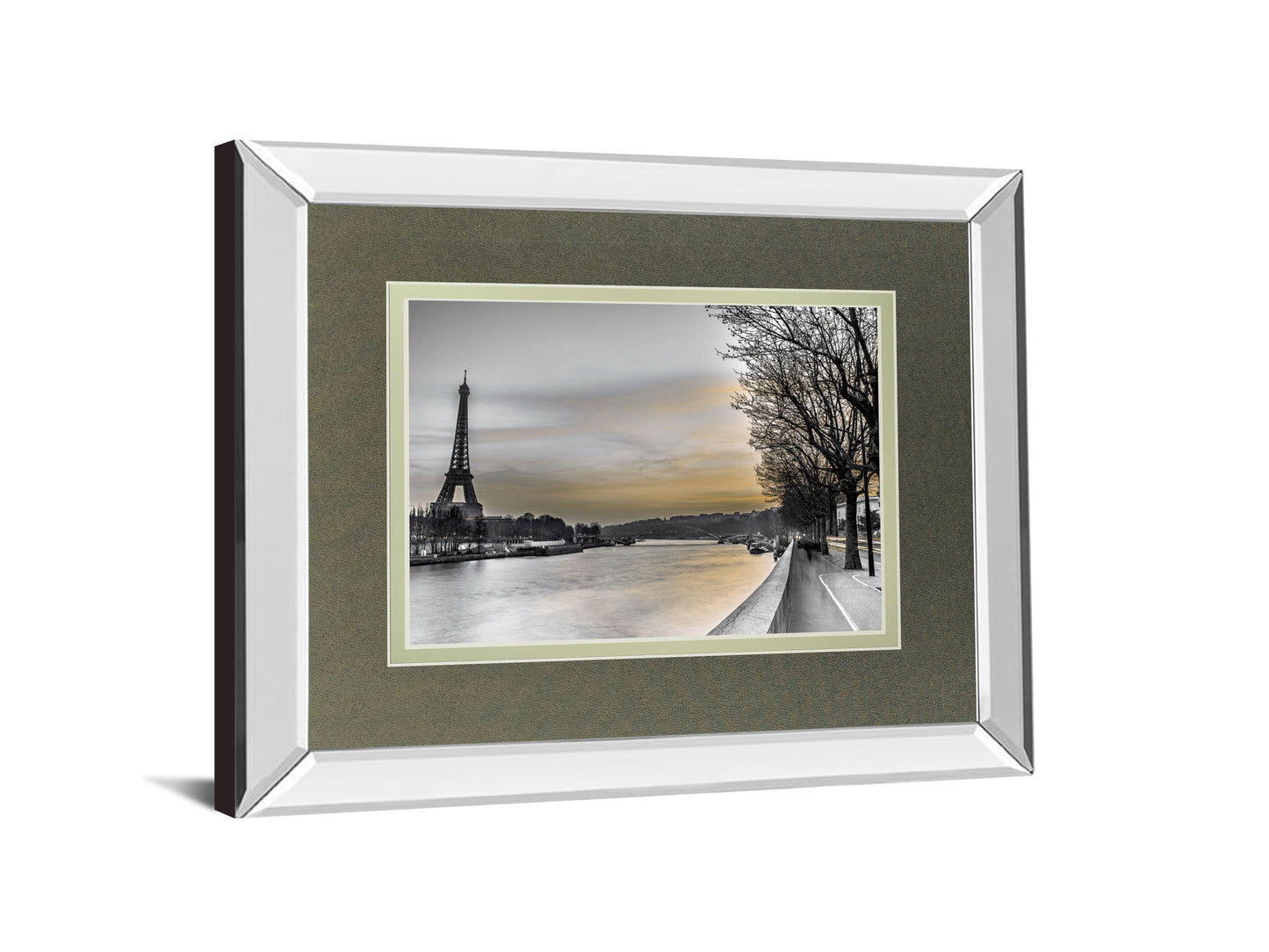 River Seine And The Eiffel Tower By Assaf Frank - Mirror Framed Print Wall Art - Gray