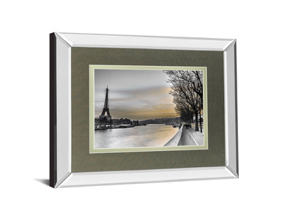 River Seine And The Eiffel Tower By Assaf Frank - Mirror Framed Print Wall Art - Gray