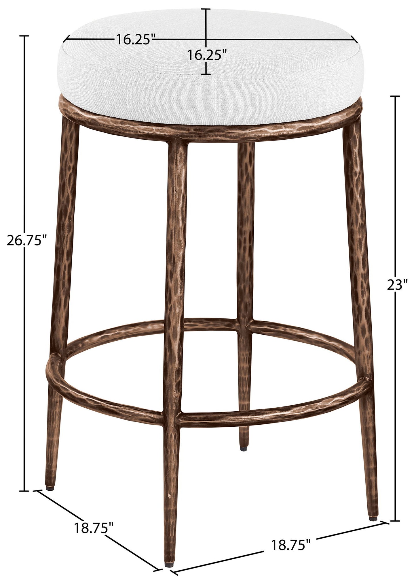 Ferro - Upholstered Backless Counter Stool With Brushed Bronze Base