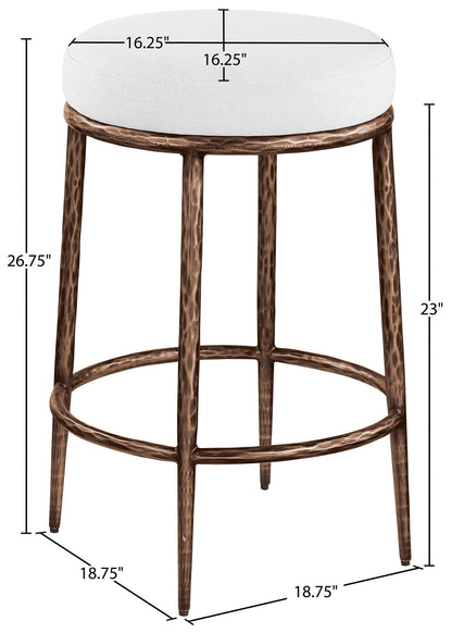 Ferro - Upholstered Backless Counter Stool With Brushed Bronze Base