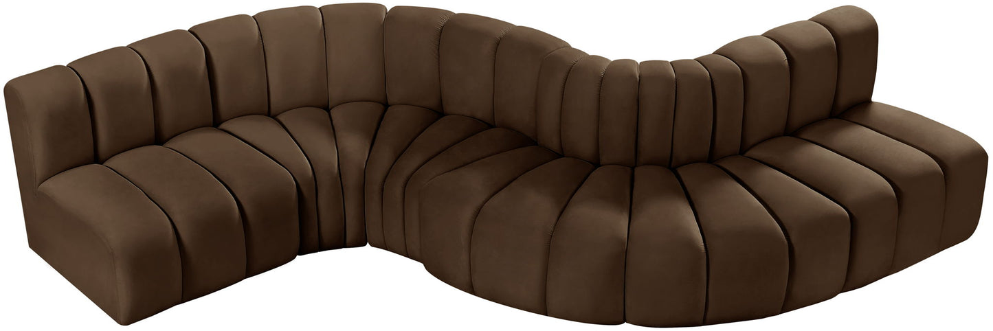 Arc - Velvet 6 Piece Curved Modular Sofa