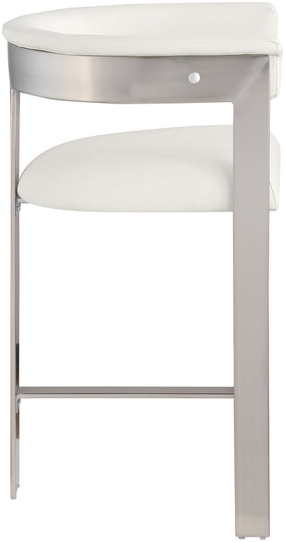 Romeo - Faux Leather Counter Stool With Silver Base (Set of 2)