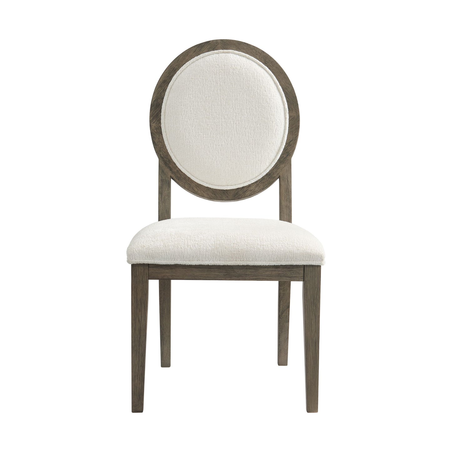 Versailles - Silla de comedor contemporánea con respaldo redondo y Boucle (juego de 2) - Blanco / Gris