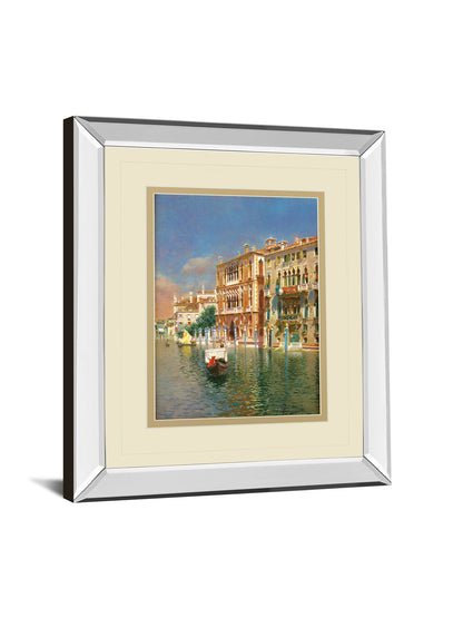 The Grand Canal, Venice By Rubens Santora - Mirror Framed Print Wall Art - Beige