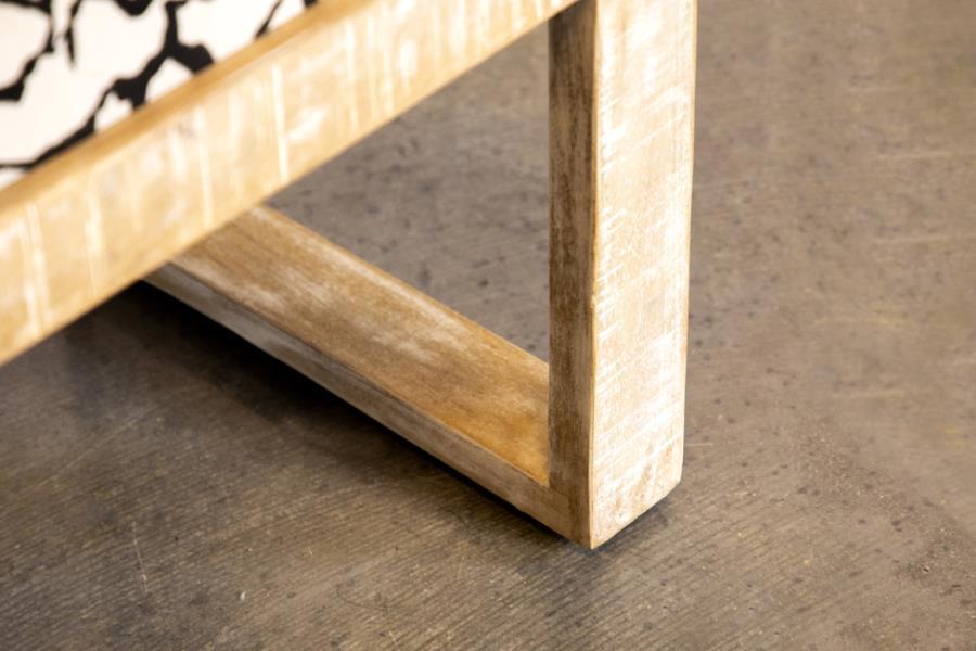 Aiden - Banco decorativo tapizado con patas de trineo - Blanco y negro