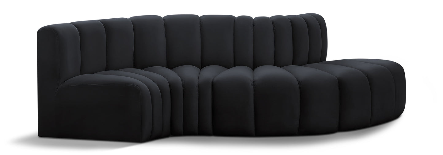 Arc - Velvet 4 Piece L-Shaped Modular Sofa