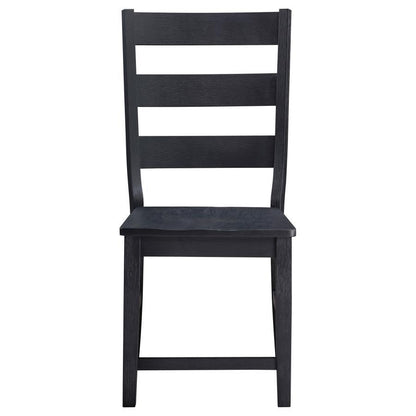 Newport - Silla auxiliar de comedor con respaldo de escalera (juego de 2) - Negro