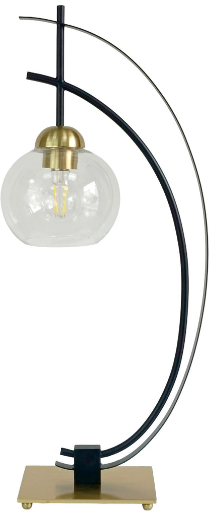"Eclipse Aura" Metal Table Lamp With Glass Globe (Set of 2) - Matte Black / Gold / Clear Glass