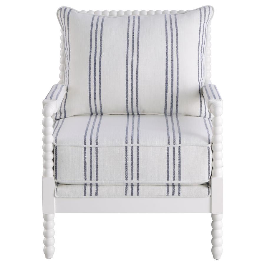 Blanchett - Upholstered Bobbin Accent Chair - White And Navy