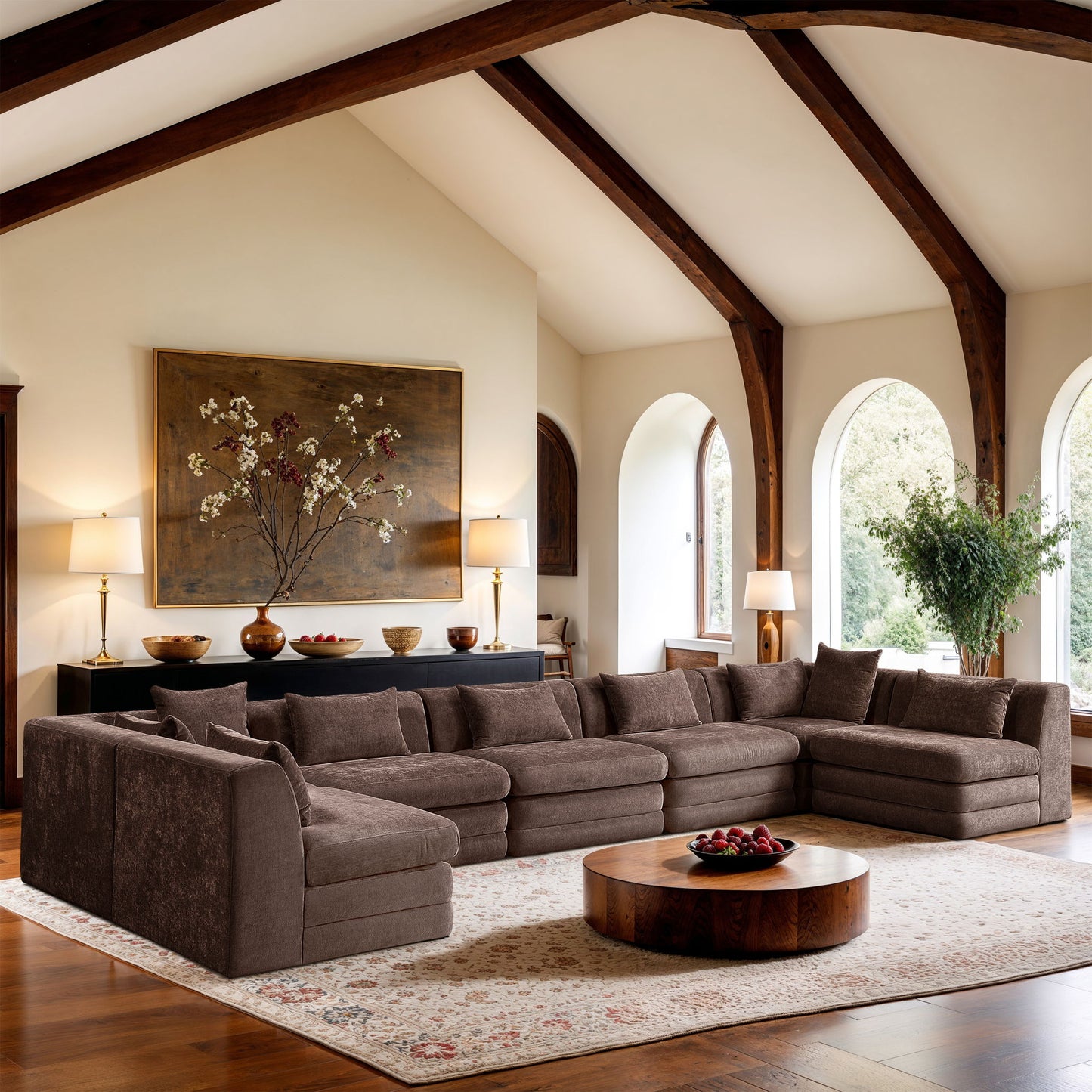 Stellar - 7 Piece Chenille Fabric Upholstered Modular Sectional