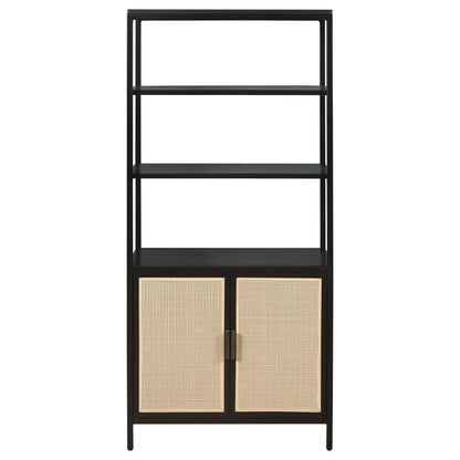 Amherst - 3-Shelf Radio Weave Cane Metal Accent Cabinet