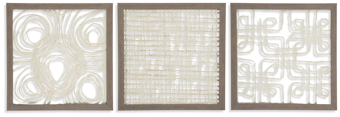 Odella - Crema / Taupe - Juego de decoración de pared (juego de 3)