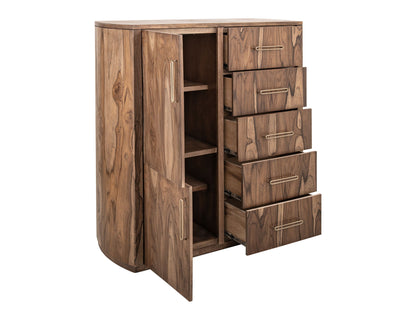 Balam - Gentleman Chest With 5 Drawer & 2 Door - Light Brown