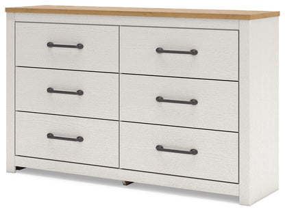 Linnocreek - White / Warm Brown - Six Drawer Dresser