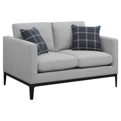 Apperson - Upholstered Track Arm Loveseat - Light Gray