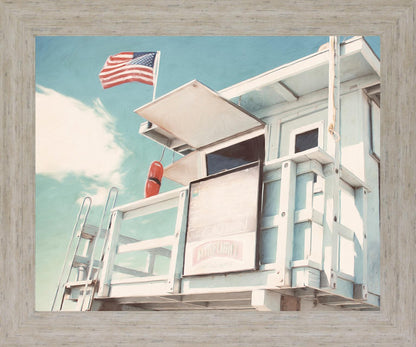 Seaside Watchtower - 28" x 34" Framed Wall Art - Light Blue