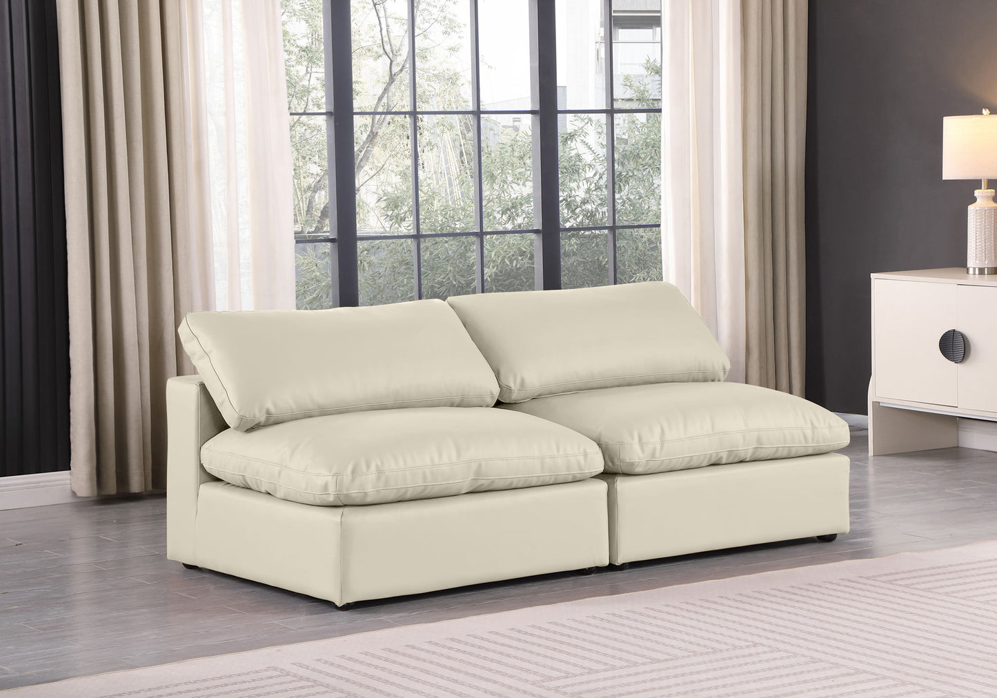 Comfy - Faux Leather Modular Armless Sofa 2 Seats