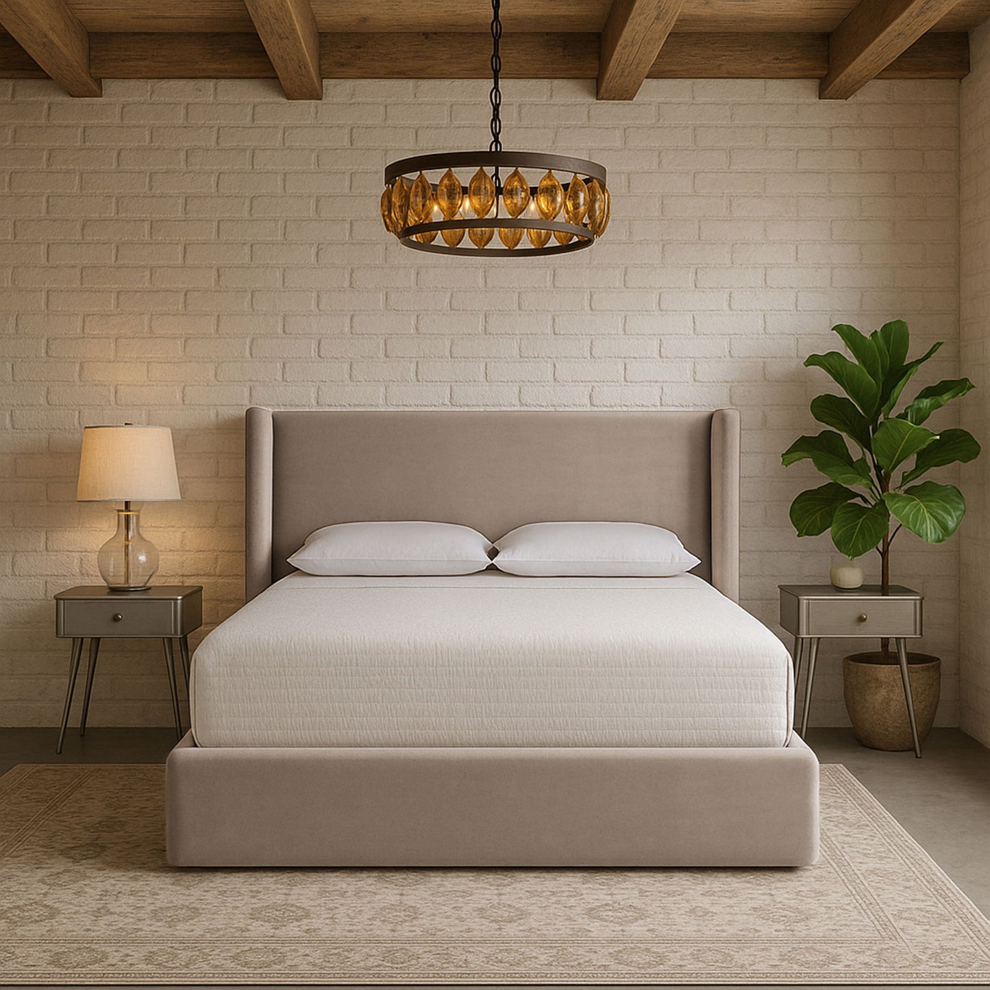 Kendall - Velvet Upholstered Bed - Taupe