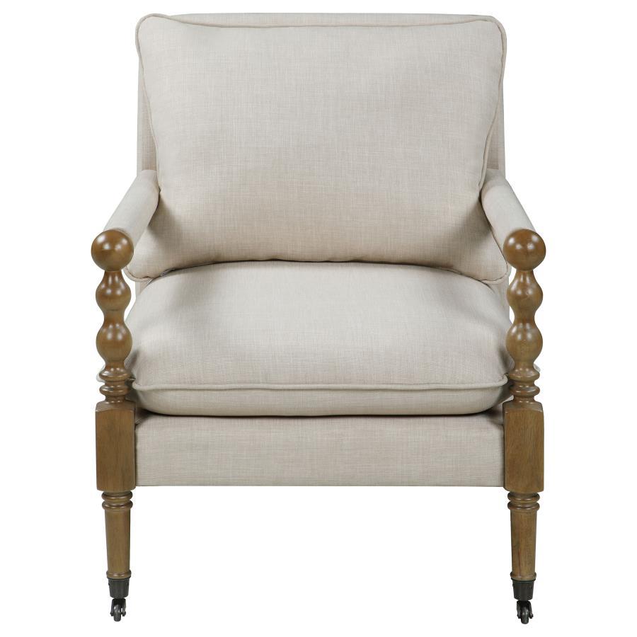 Dempsy - Silla decorativa tapizada con ruedas - Beige