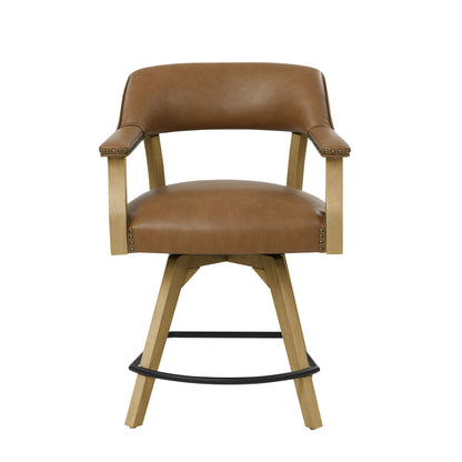 Rylie - Swivel Vegan Leather Counter Chair - Camel