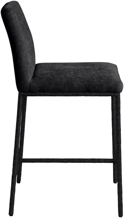 Reeves - Chenille Fabric Upholstered Counter Stool (Set of 2) - Black Base