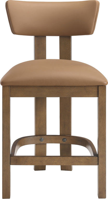 Lavrin - Vegan Leather Upholstered Counter Stool (Set of 2) - Walnut Base