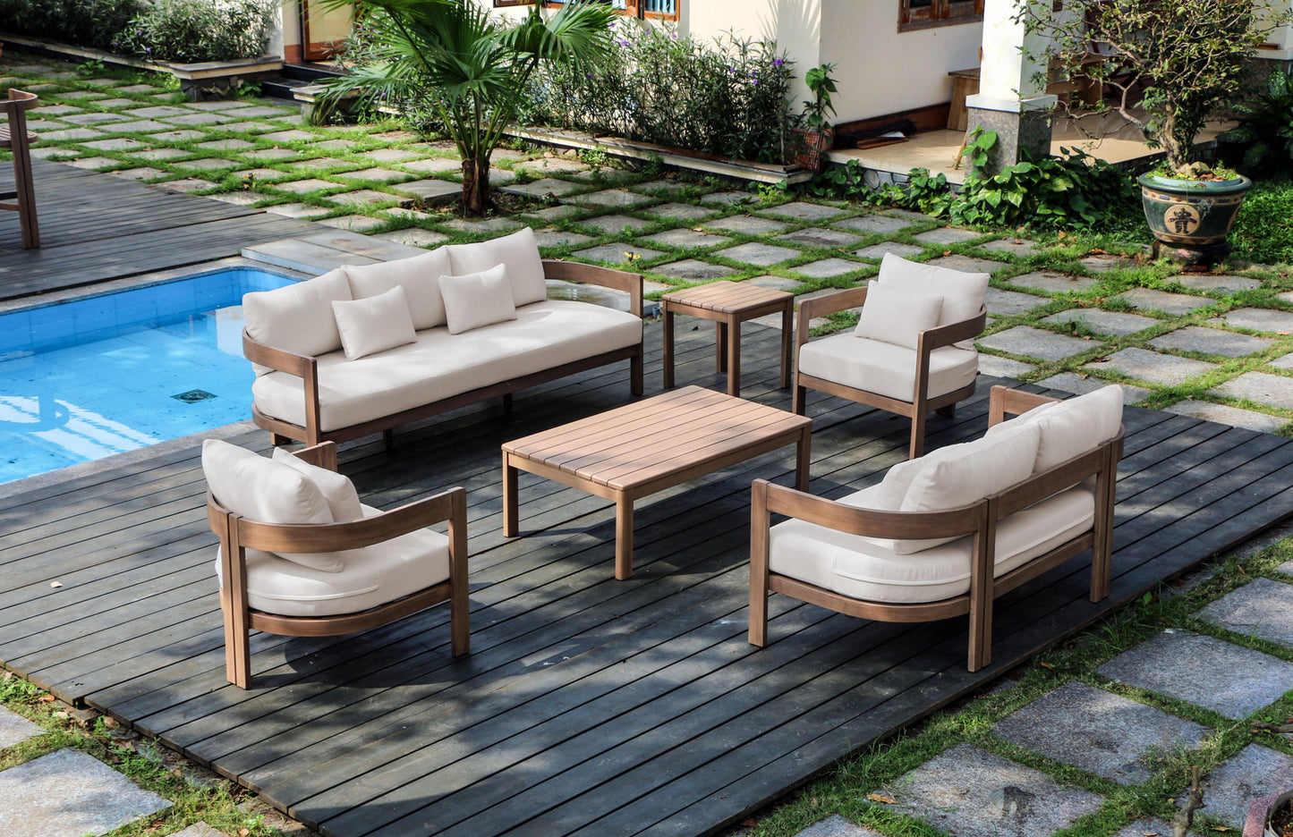 Newport - Water Resistant Fabric 86.75" Upholstered Outdoor Patio Sofa